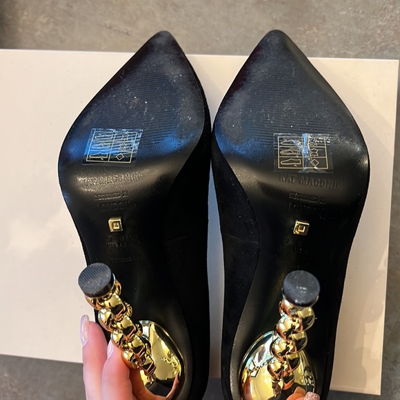Kat Maconie leather & suede black pump with gold chain heel - Picture 4 of 4